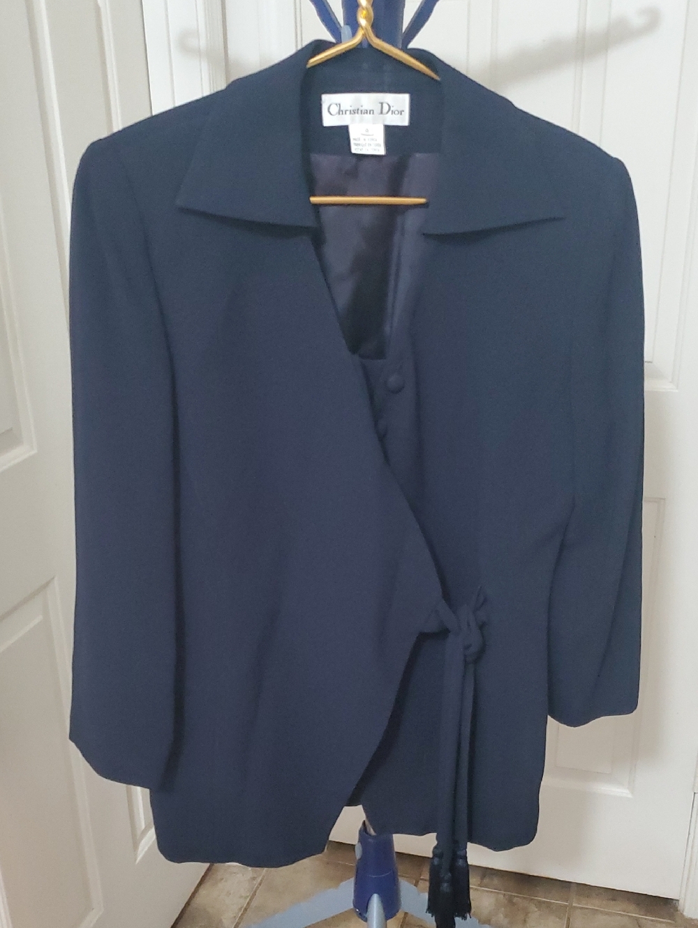 Dior Navy Tie-Front Wrap Blazer
